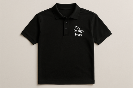Black polo shirt with 'Your Design Here' text on a beige background
Short sleeve unisex polo shirt with embroidered left chest company logo. Available in multiple colors and sizes from Sharp Stitch in Niles, IL.
Tultex 400 Sport Polo decorated with a DTF printed design from Sharp Stitch Chicago. Great for promotional wear and company branding.