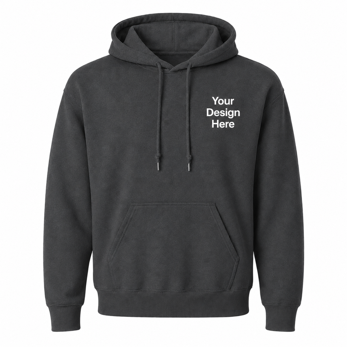 Charcoal hoodie featuring custom embroidery options for businesses, organizations, sports teams, and branded workwear. Durable and comfortable for everyday use.