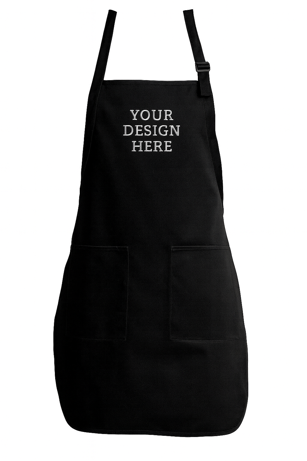 Full-length Port Authority A600 bib apron customized with embroidery or DTF printing, perfect for restaurant staff, cafes, and hospitality uniforms.