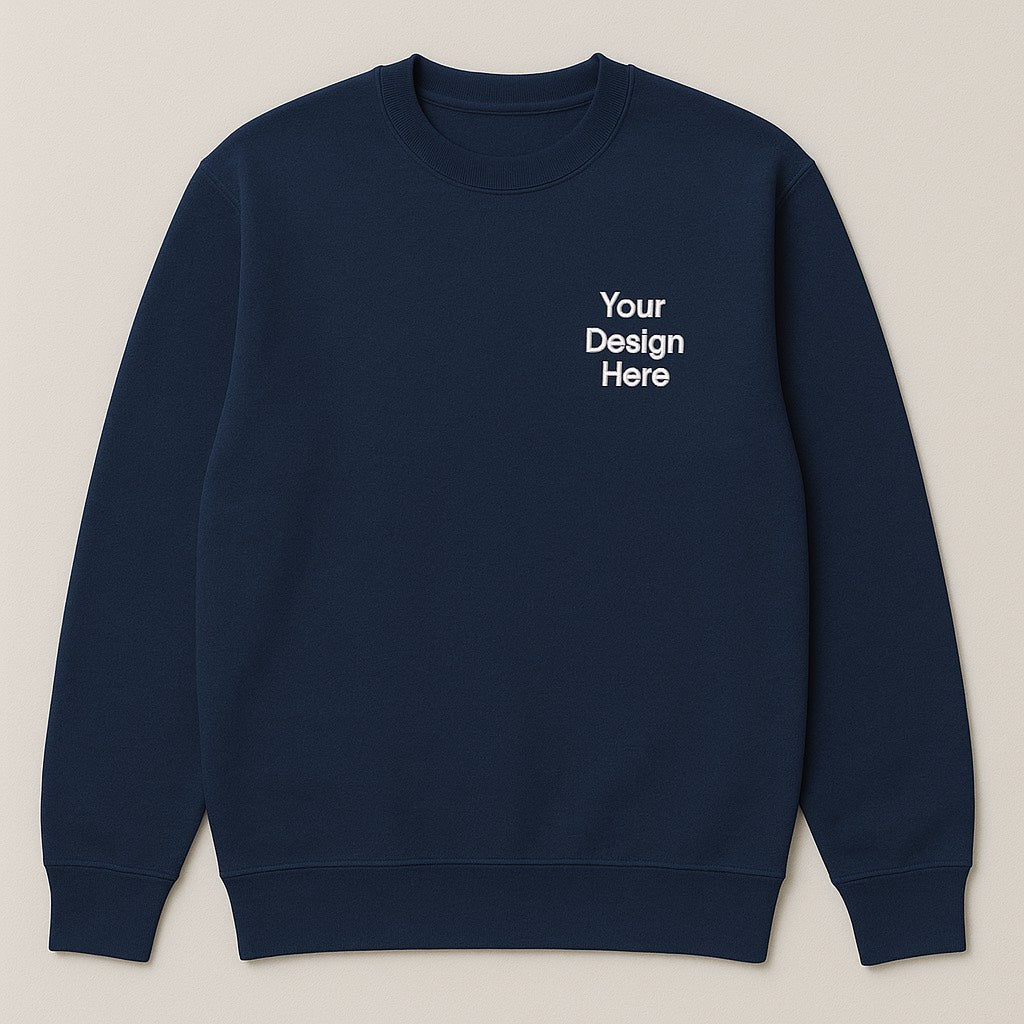 Navy Blue Crewneck sweatshirt available in multiple colors, custom embroidered with your business logo for durable, professional workwear.