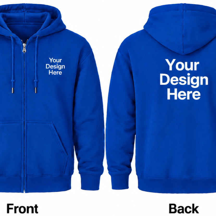 Custom Unisex Full-Zip Hoodie - Front & Back