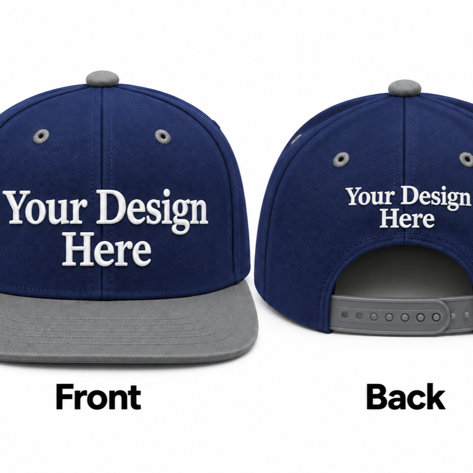 Custom Embroidered Snapback Hat - Front & Back
