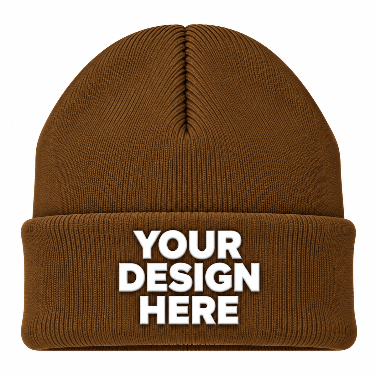 Hazel custom cuffed knit beanie with logo on front