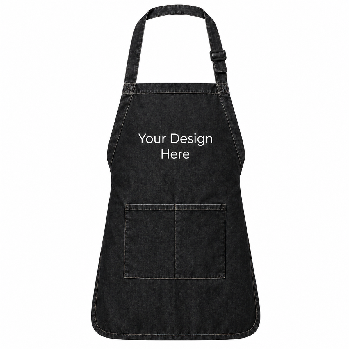 Black denim custom pocket bib apron with logo on front
