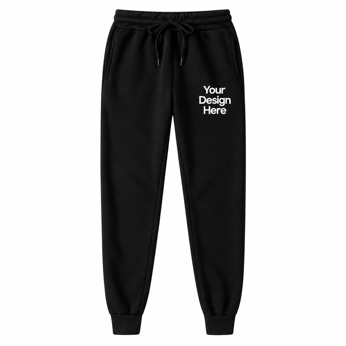 Black custom fleece joggers with logo