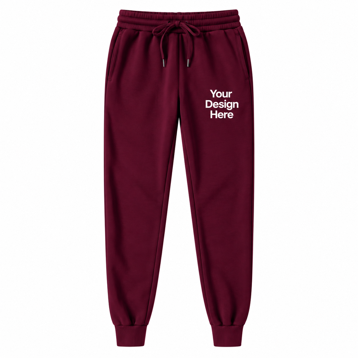 Burgundy custom fleece joggers with logo