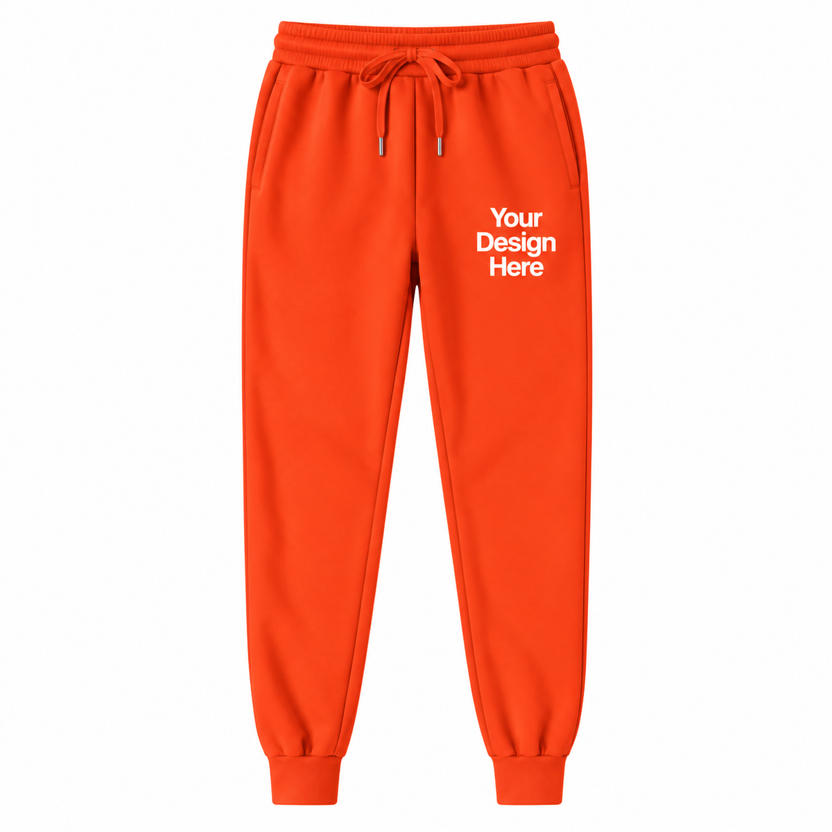 Orange custom fleece joggers with logo