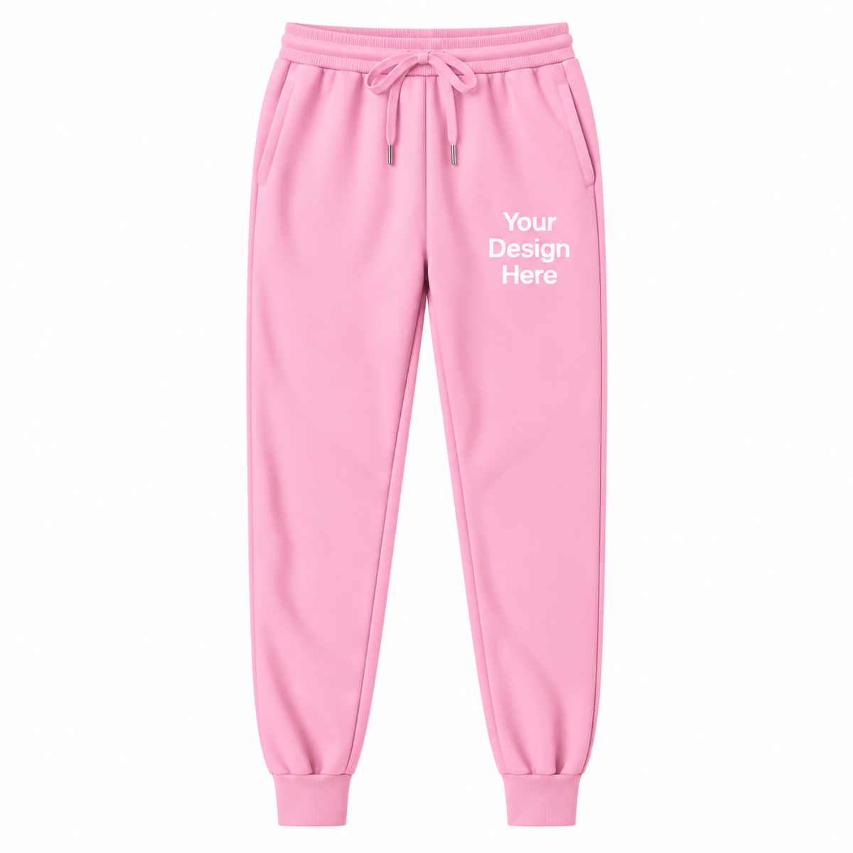 Pink custom fleece joggers with logo
