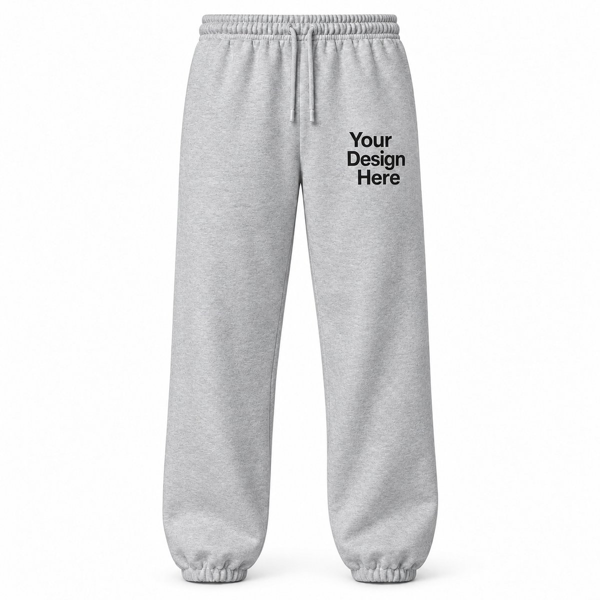 Custom unisex fleece sweatpants in Sport Grey with left thigh decoration