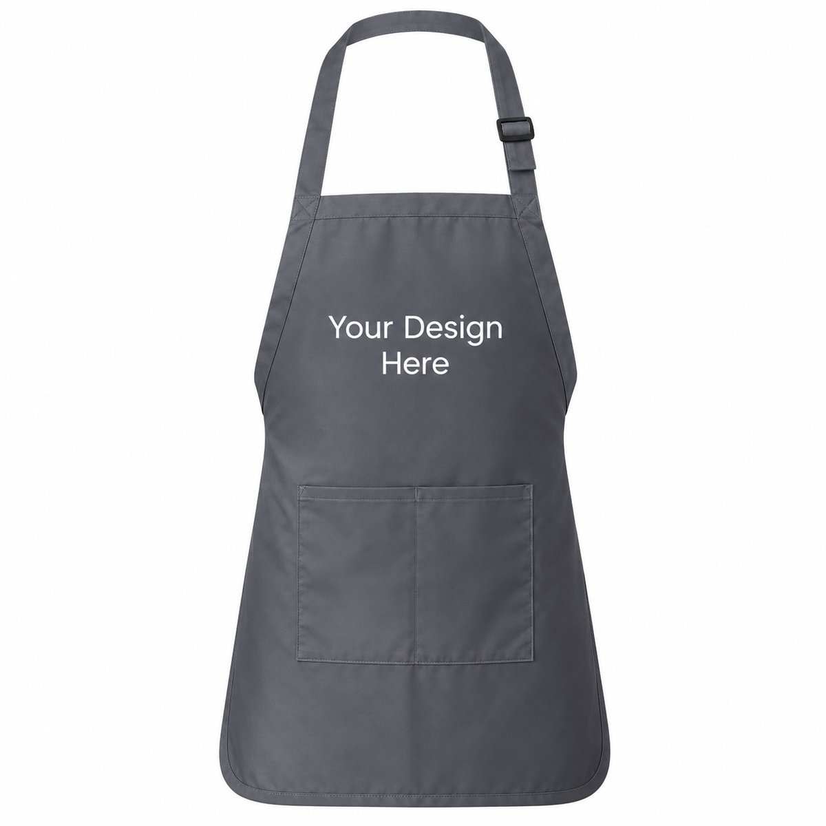 Gray custom pocket bib apron with logo on front