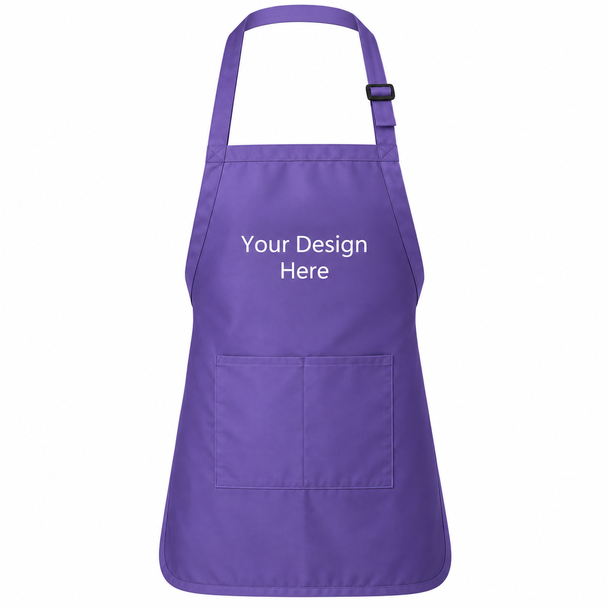 Purple custom pocket bib apron with logo on front