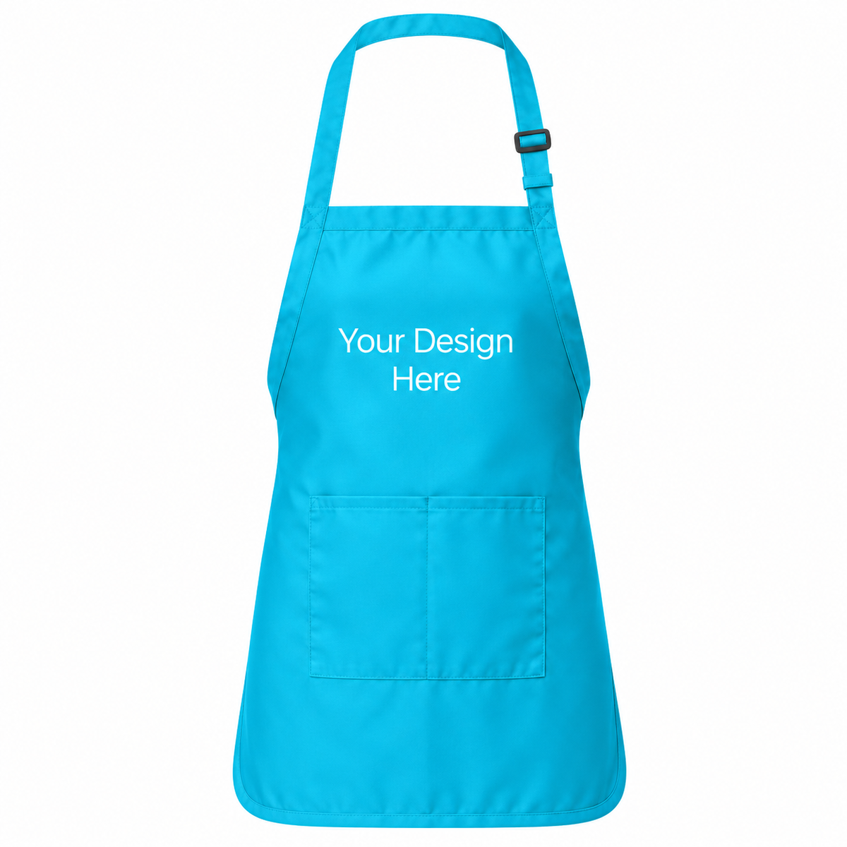 Turquois custom pocket bib apron with logo on front