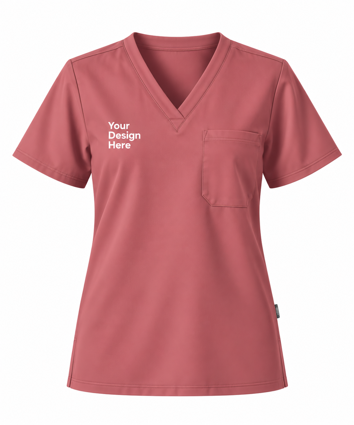 Salmon custom women’s scrub top with logo embroidery