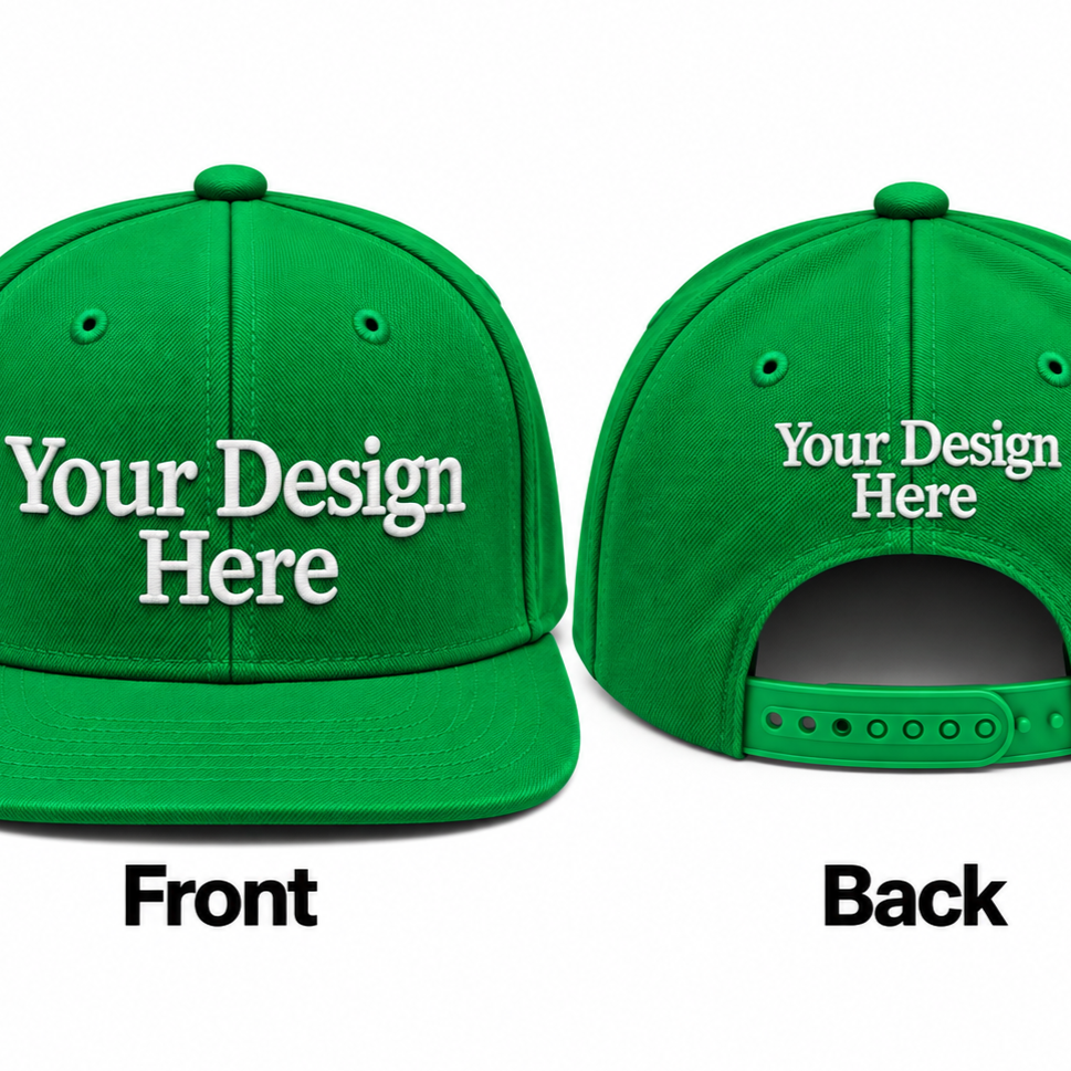 Custom Embroidered Snapback Hat - Front & Back