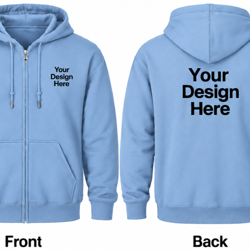 Custom Unisex Full-Zip Hoodie - Front & Back