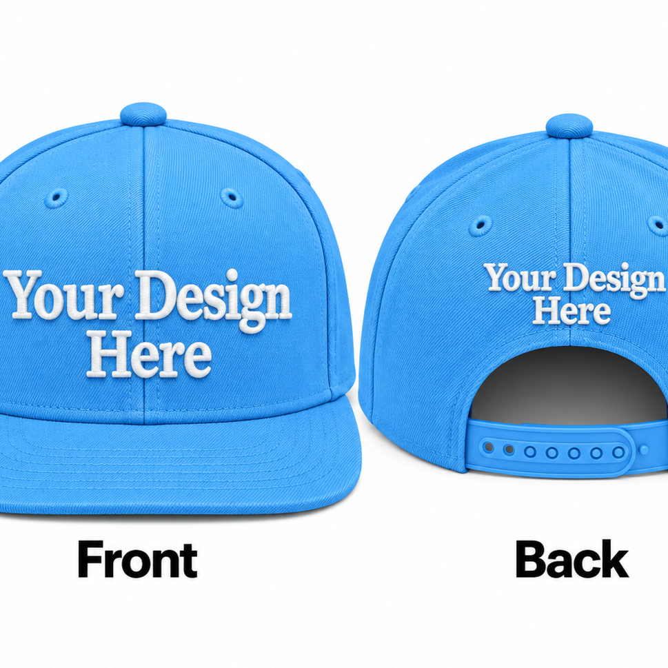 Custom Embroidered Snapback Hat - Front & Back