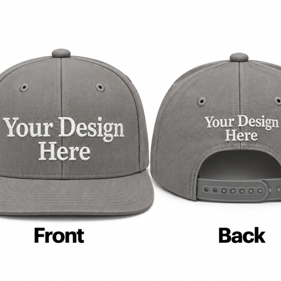 Custom Embroidered Snapback Hat - Front & Back
