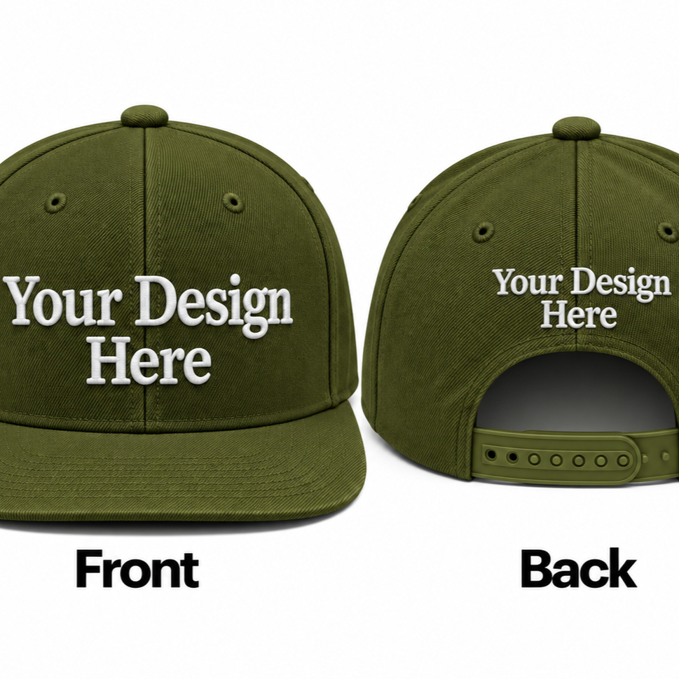 Custom Embroidered Snapback Hat - Front & Back
