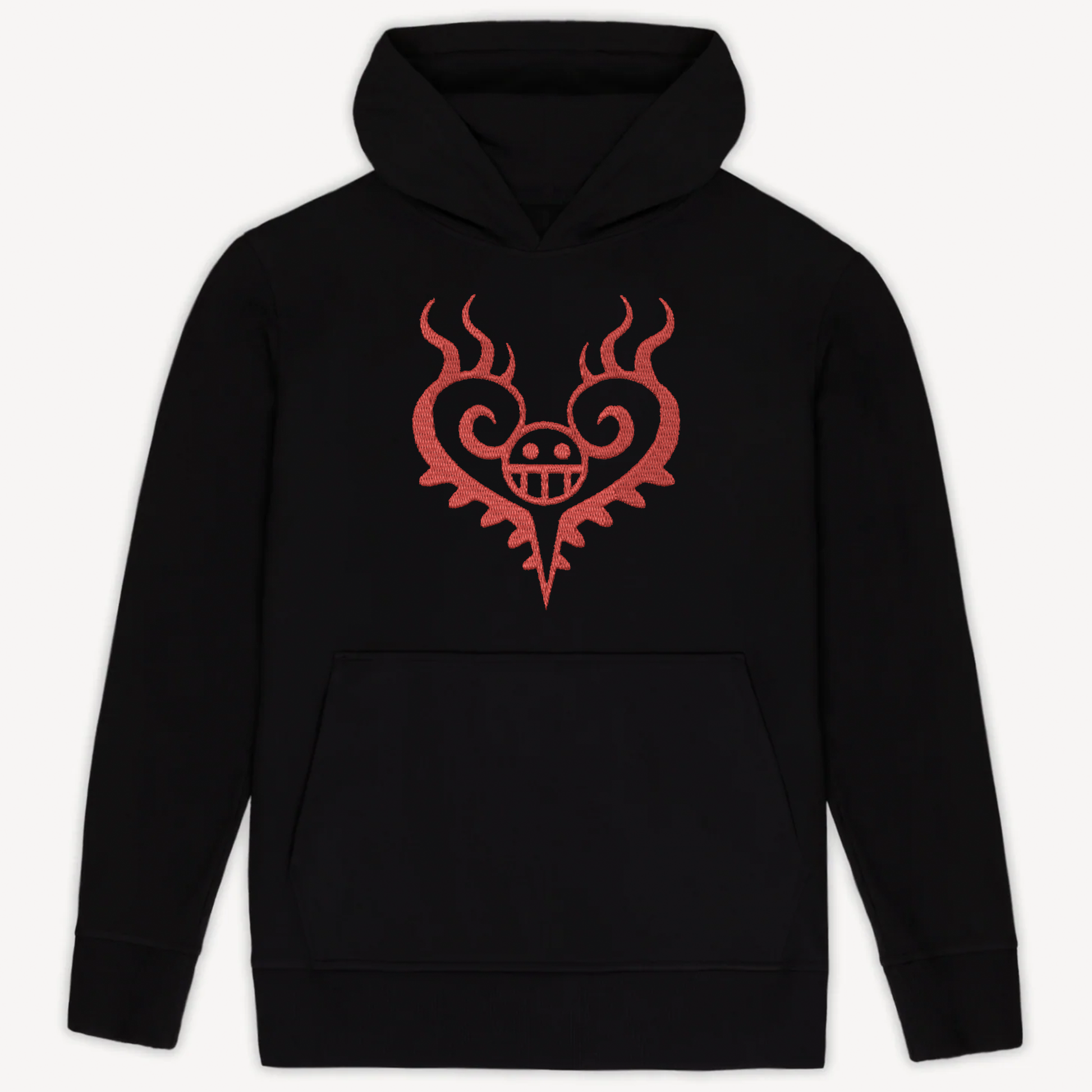 Custom hoodie with high-quality embroidery of an anime character, combining cozy comfort with vibrant stitching.