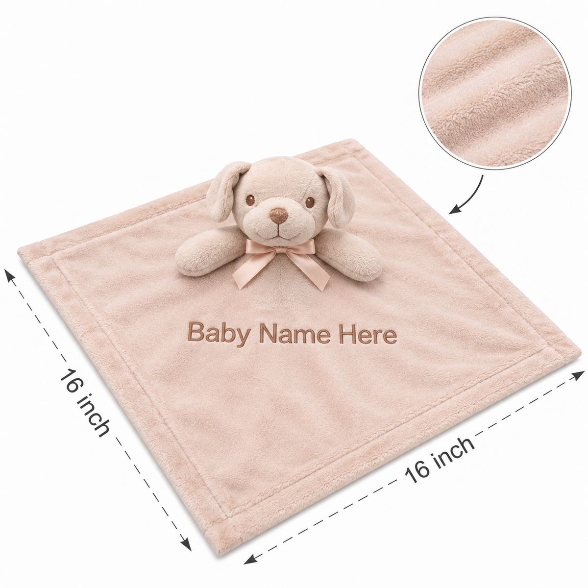 Personalized dog baby lovey blanket with embroidered name