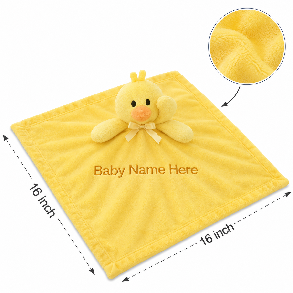 Personalized duck baby lovey blanket with embroidered name