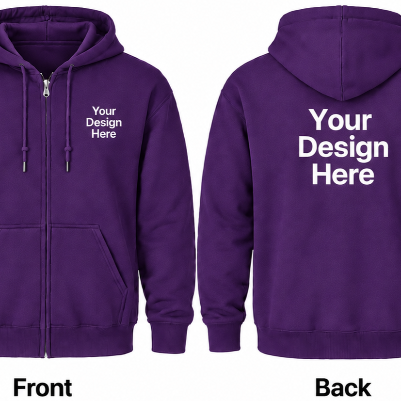 Custom Unisex Full-Zip Hoodie - Front & Back