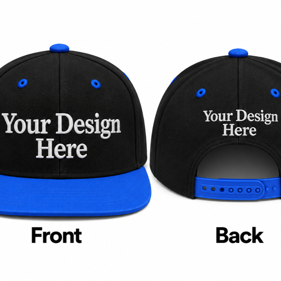 Custom Embroidered Snapback Hat - Front & Back