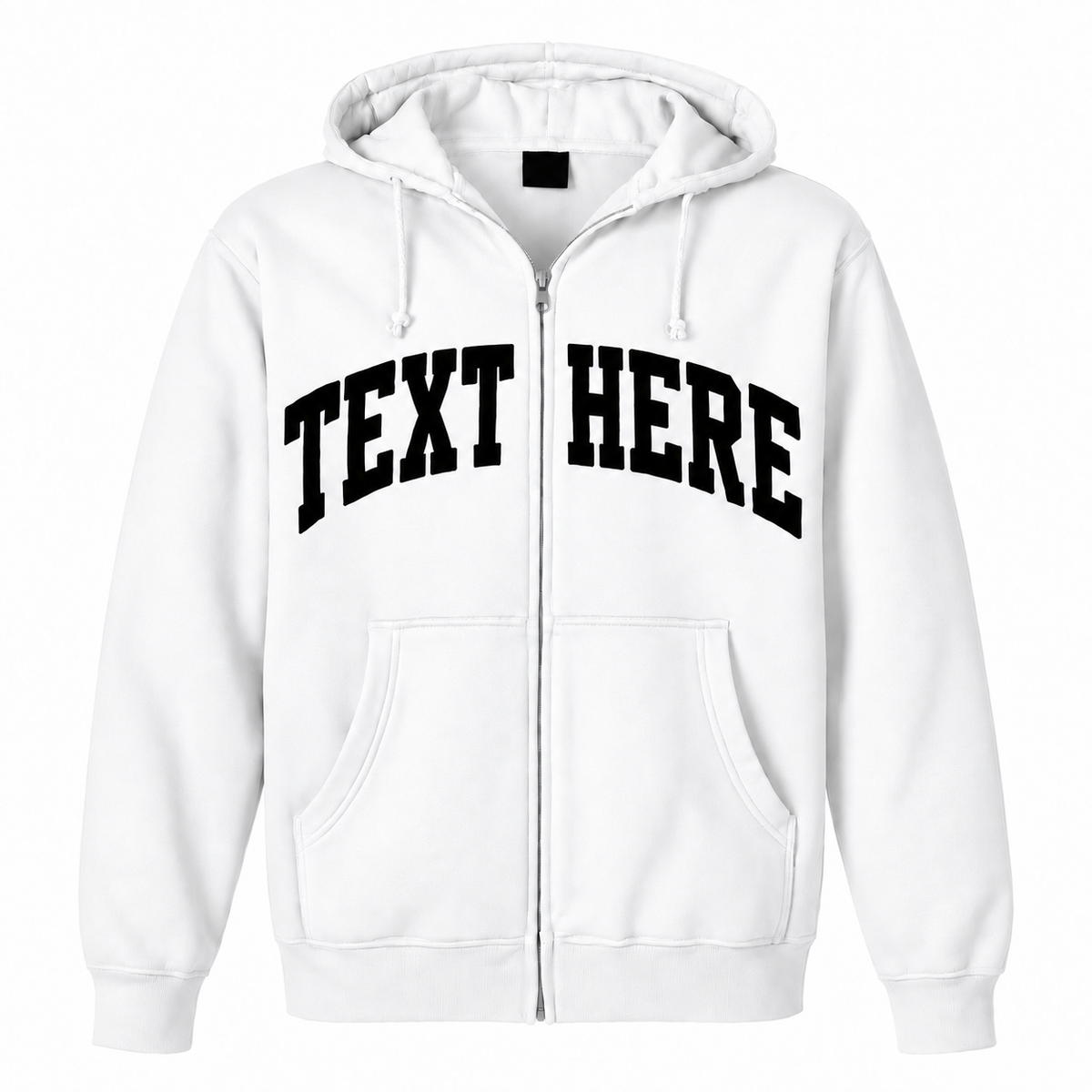Custom Text Zip-Up Hoodie | Appliqué Embroidery