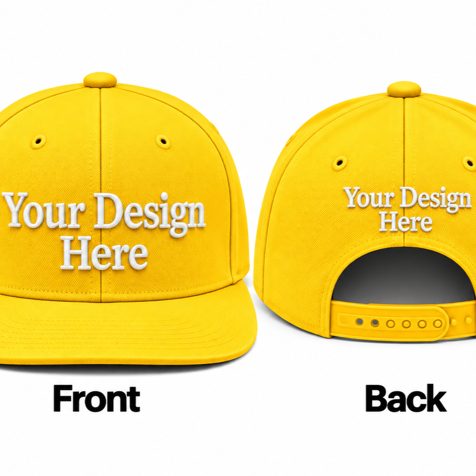 Custom Embroidered Snapback Hat - Front & Back
