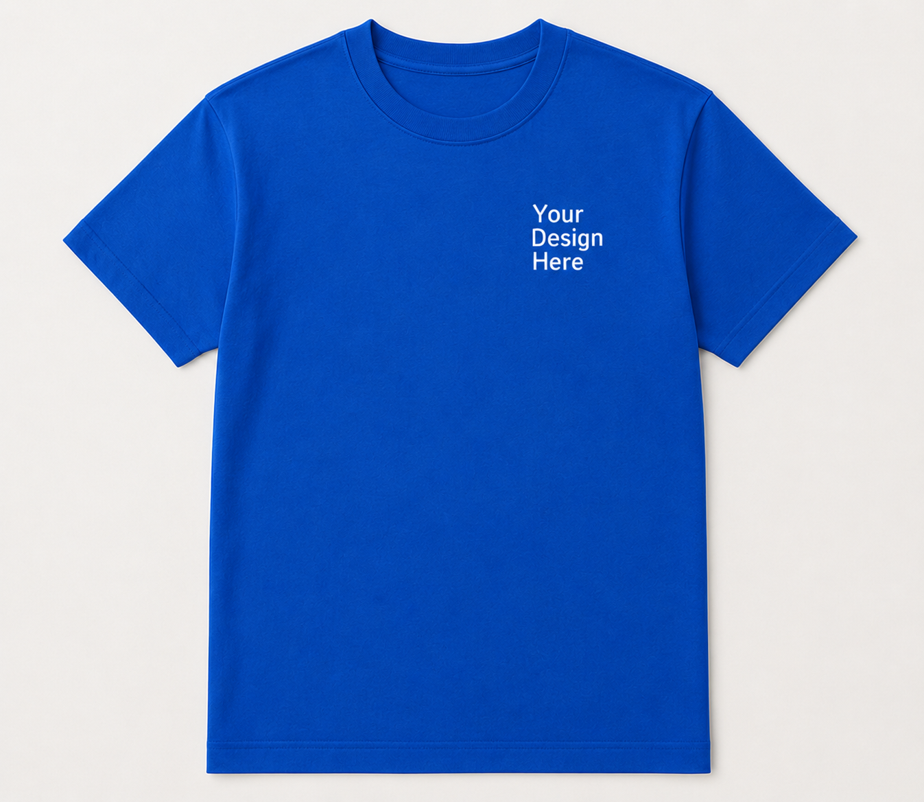 Blue Gildan 5000 custom t-shirt for business logo embroidery and DTF printing by Sharp Stitch Chicago