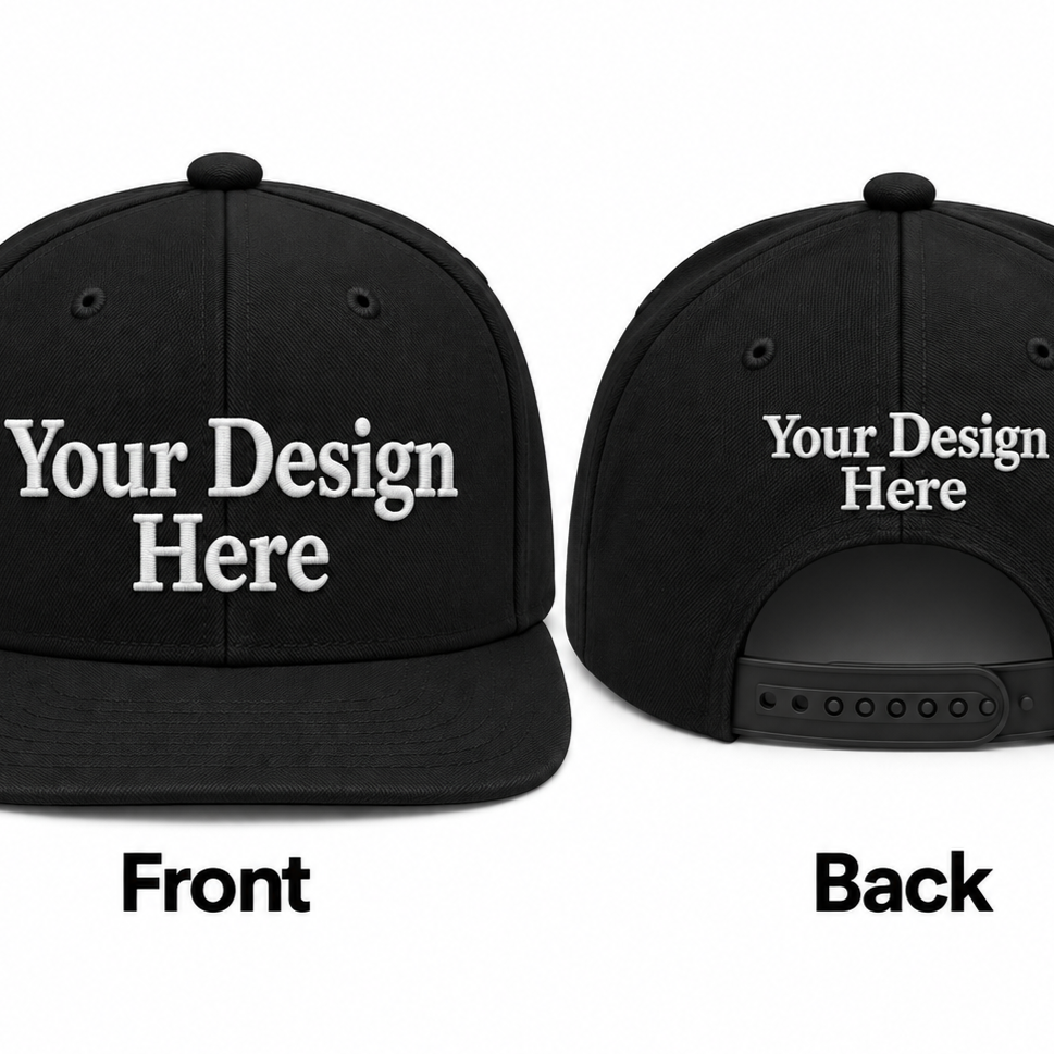 Custom Embroidered Snapback Hat - Front & Back
