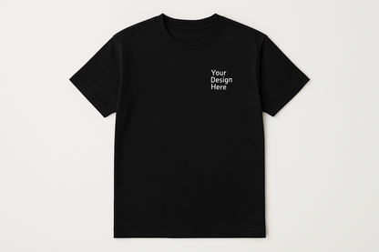 Black High-quality DTF Print logo shirt, perfect for business uniforms and corporate apparel with shipping across the U.S. Located in Chicago IL Niles IL