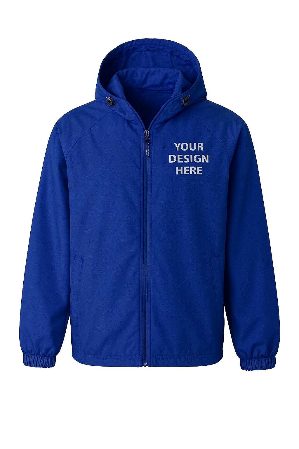 Blue jacket with 'Your Design Here' text on a white background
Sport-Tek JST73 Hooded Raglan Jacket customized with a full-color DTF printed logo. Offered by Sharp Stitch in Niles, IL, providing premium printing services for Chicago businesses and organizations.
