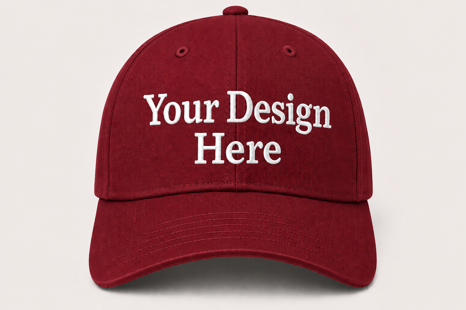 Burgundy Rich maroon baseball cap customized with embroidered logos for businesses, schools, and organizations.
