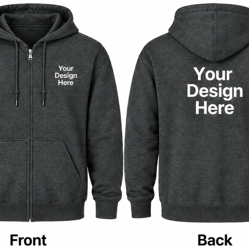Custom Unisex Full-Zip Hoodie - Front & Back