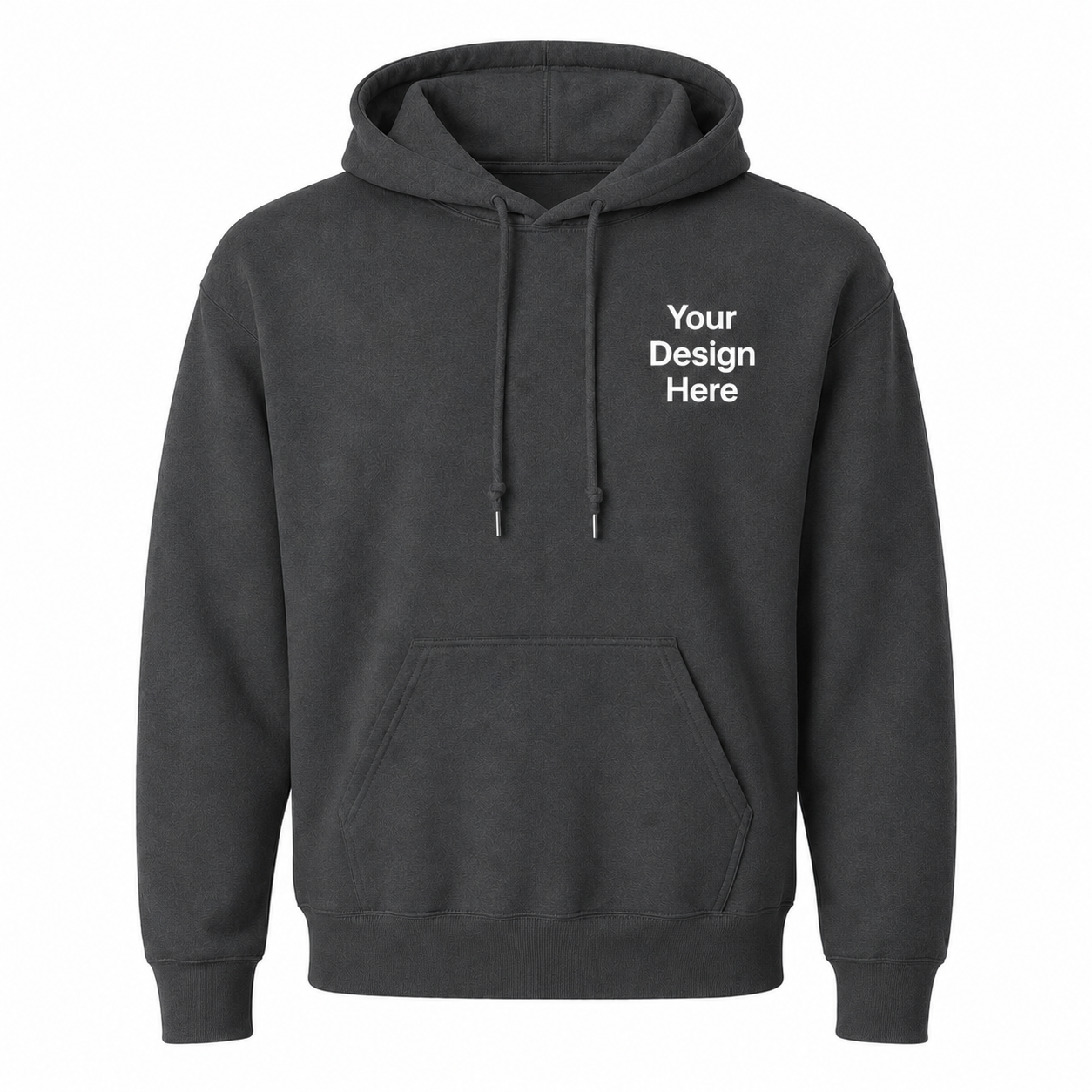 Charcoal hoodie featuring custom embroidery options for businesses, organizations, sports teams, and branded workwear. Durable and comfortable for everyday use.