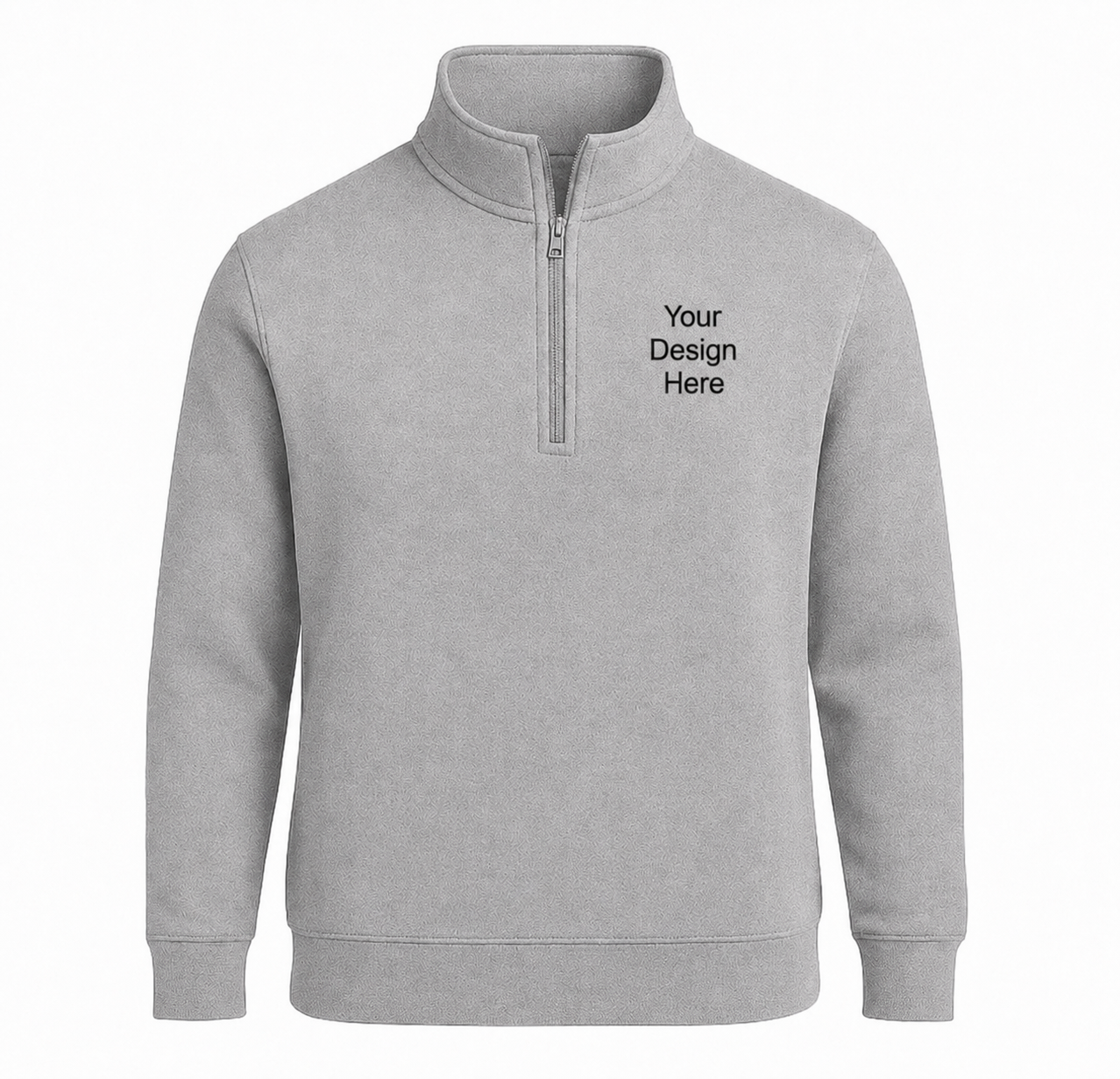 Athletic heather quarter-zip featuring custom embroidery, perfect for business branding, employee apparel, sports teams, schools, and organizations.