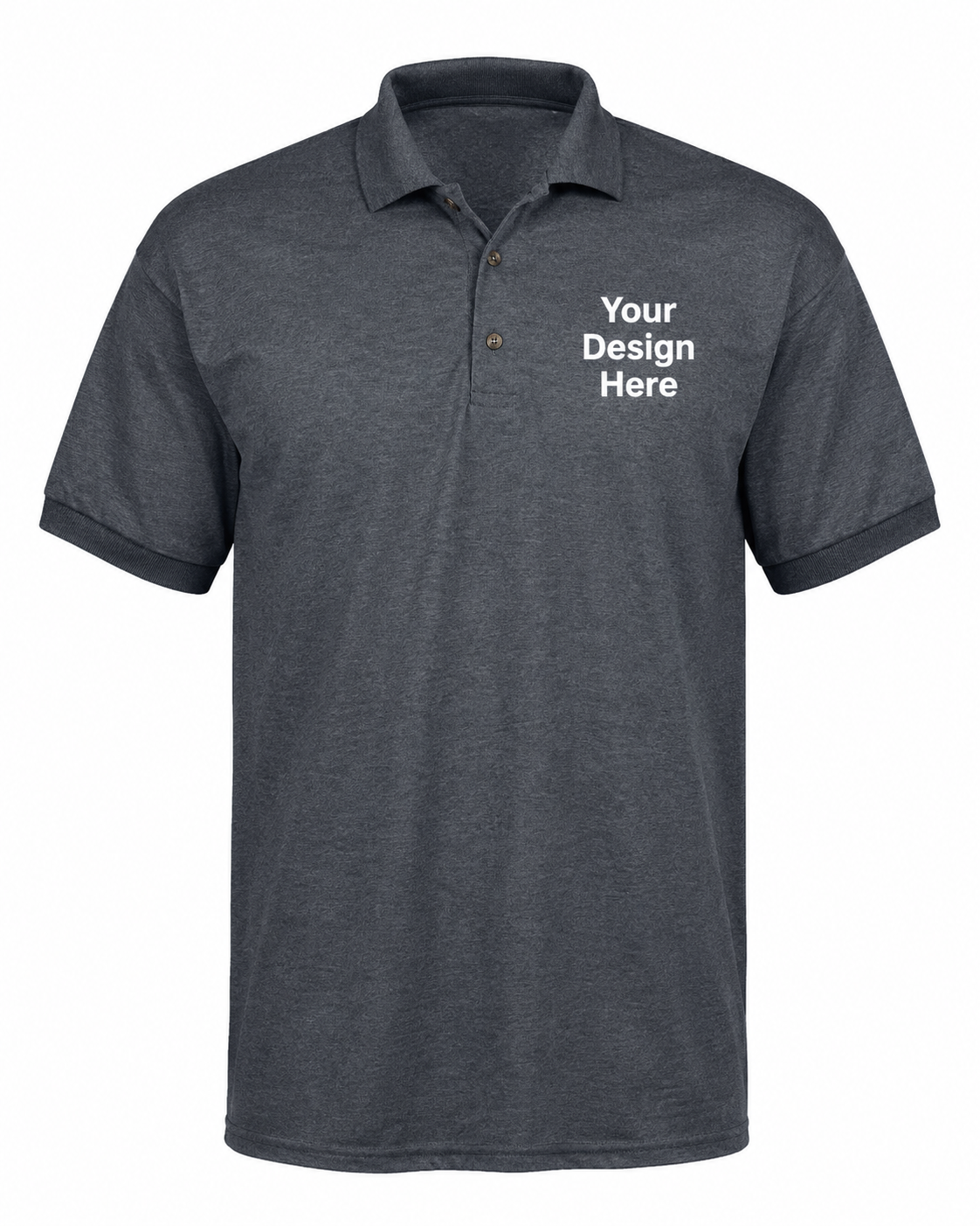 Dark grey professional custom polo shirt with embroidery and DTF printing in Chicago