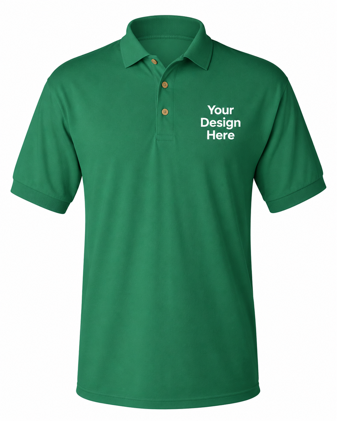 Green custom embroidered company polo shirt for uniforms and promotional apparel