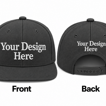 Custom Embroidered Snapback Hat - Front & Back