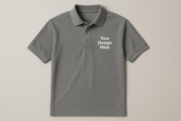 Front view of Tultex 400 Unisex 50/50 Sport Polo featuring custom logo embroidery by Sharp Stitch in Niles, IL. Ideal for business uniforms and team apparel. DTF Print
