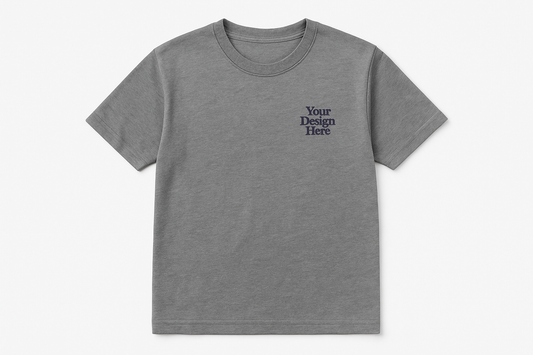 Grey High-quality DTF Print logo shirt, perfect for business uniforms and corporate apparel with shipping across the U.S