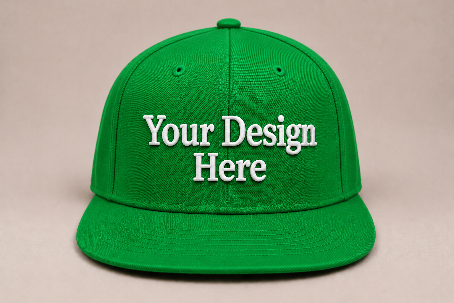 Vibrant green snapback featuring professional embroidery for businesses, clubs, and sports teams.
