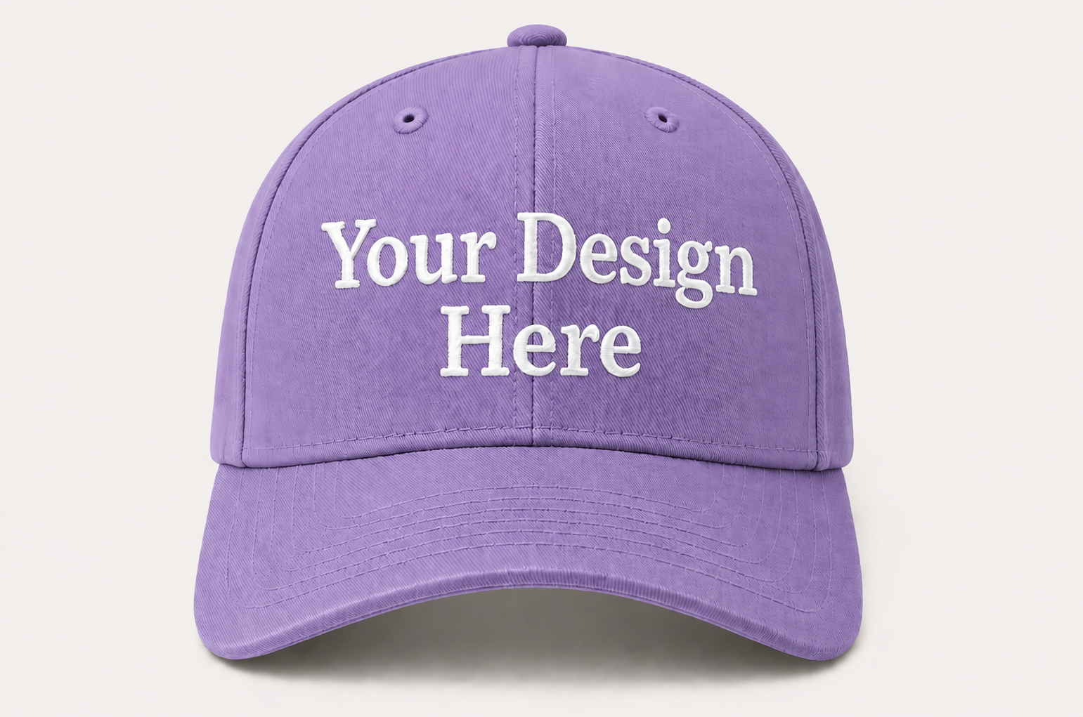 Soft lavender baseball cap featuring personalized embroidery for businesses, teams, and promotional apparel.