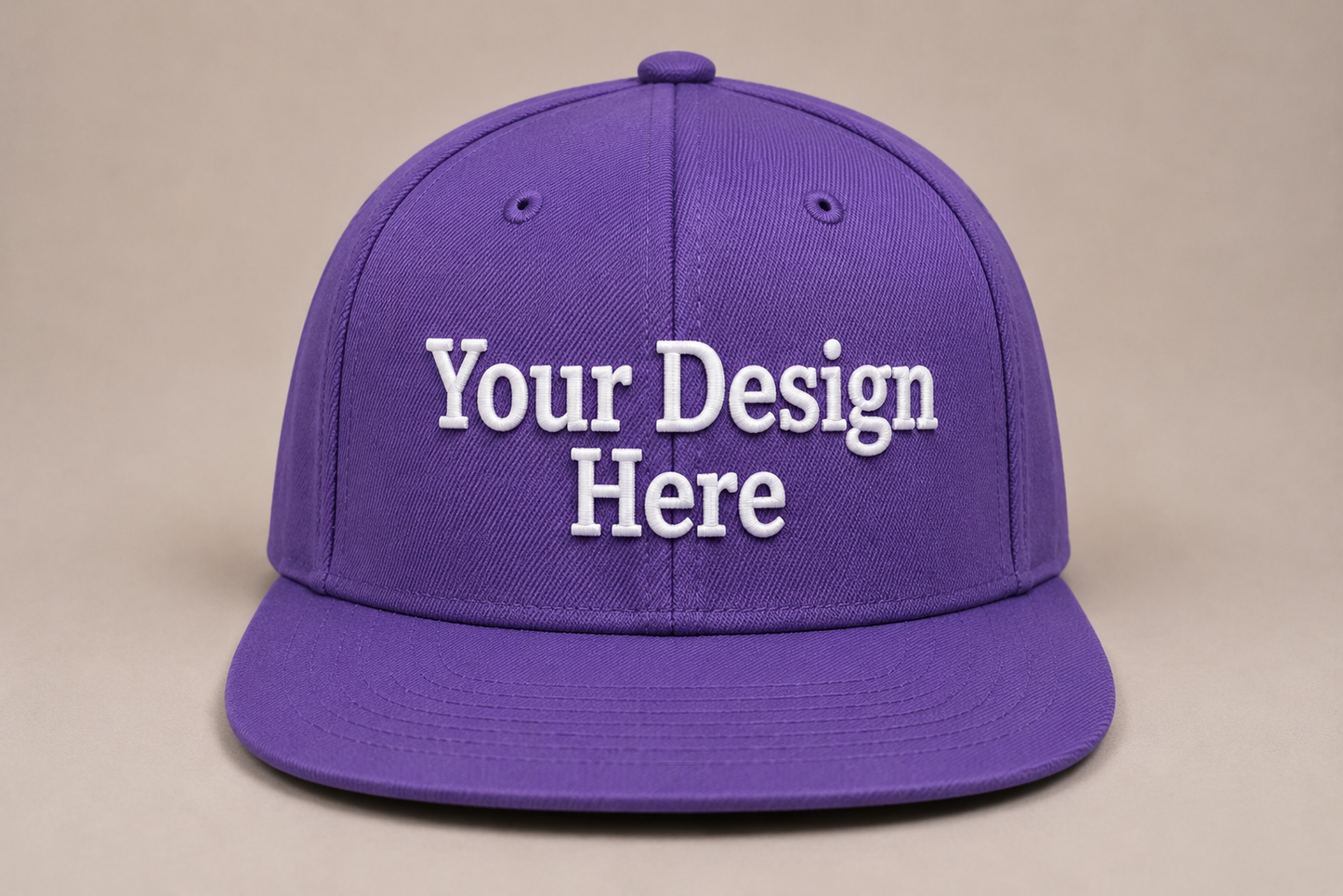 Soft lavender flat bill snapback embroidered with your custom design or company logo.