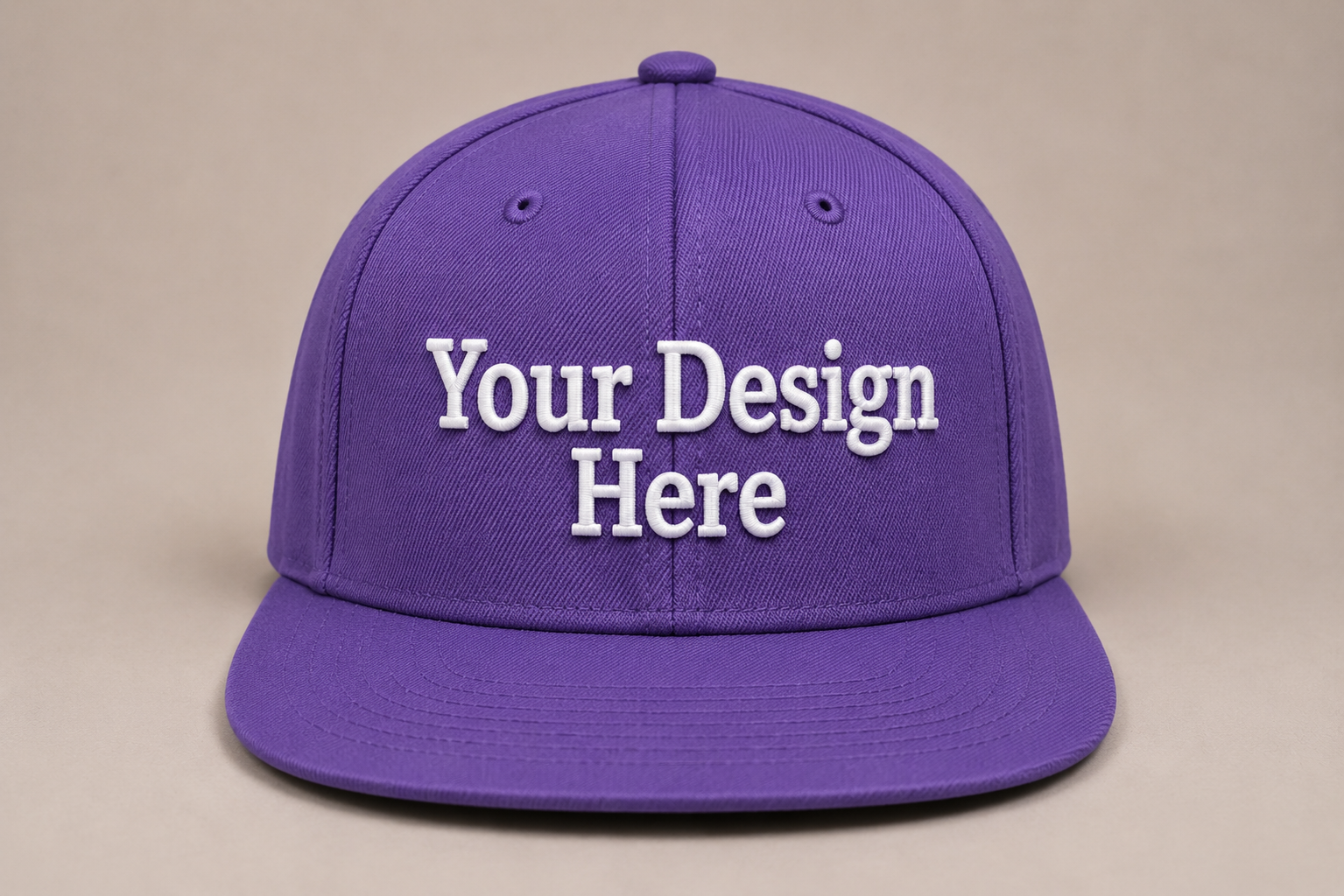 Soft lavender flat bill snapback embroidered with your custom design or company logo.
