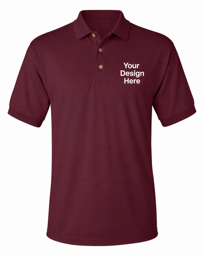 Maroon custom work polo with company logo embroidery by Sharp Stitch Illinois
