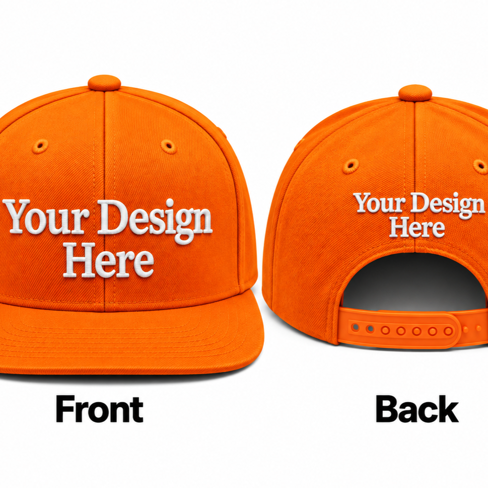 Custom Embroidered Snapback Hat - Front & Back