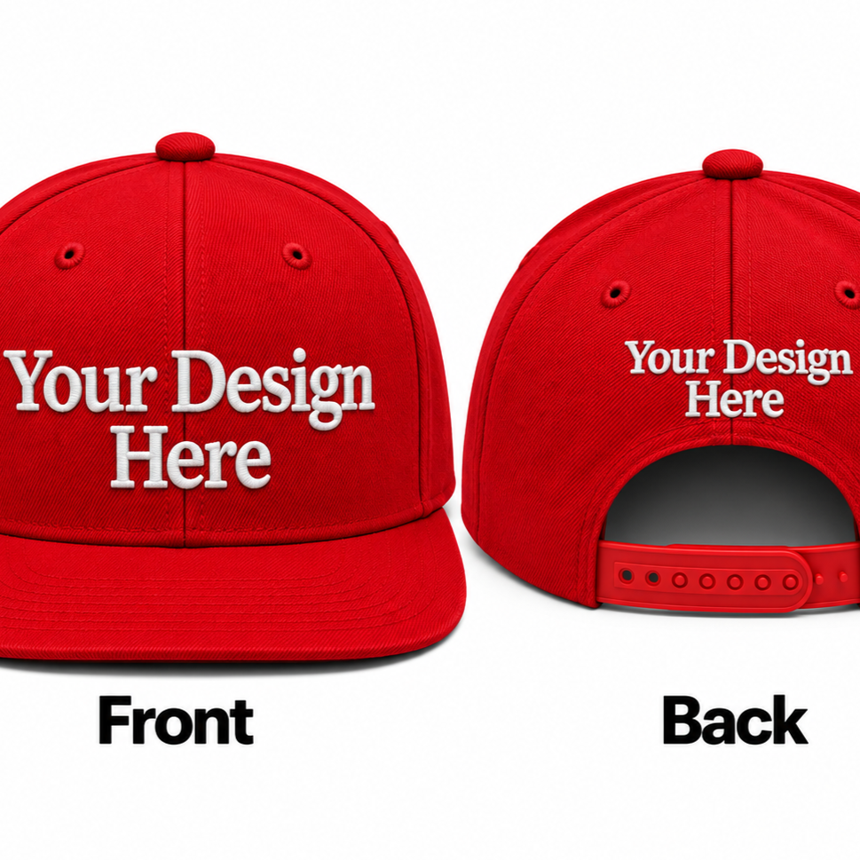 Custom Embroidered Snapback Hat - Front & Back