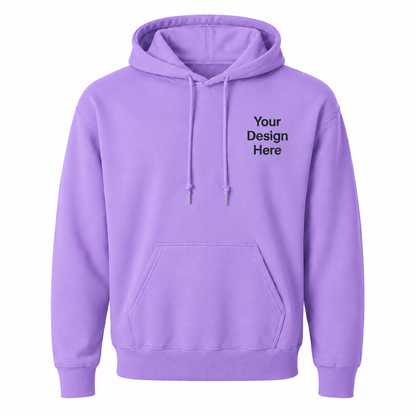Stylish violet hoodie available for custom embroidery and branding. Great for schools, organizations, events, sports teams, and personalized apparel.